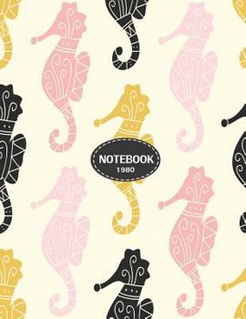 Paperback Notebook 1980: Sea horse on yellow cover and Dot Graph Line Sketch pages, Extra large (8.5 x 11) inches, 110 pages, White paper, Sket Book