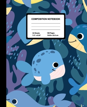 Composition Notebook: Little Whale | Wide Ruled Paper Journal | Blank Lined Workbook for Teens Kids Students Girls, for Home School & Writing Notes