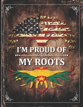 Im Proud of My Roots: Vintage Grenada and American Flag Personalized Gift for Coworker Friend  Undated Planner Daily Weekly Monthly Calendar Organizer Journal