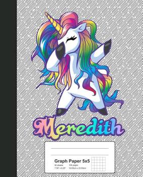 Paperback Graph Paper 5x5: MEREDITH Unicorn Rainbow Notebook Book