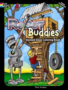 Paperback Robot Buddies Stained Glass Coloring Book