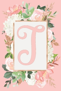 Paperback J: Monogram Initial J - Floral Personalised Rose and Hydrangea Journal 6x9, 100 lined Journal pages Book