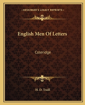 Paperback English Men Of Letters: Coleridge Book