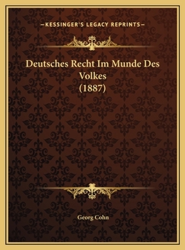 Hardcover Deutsches Recht Im Munde Des Volkes (1887) [German] Book