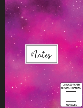 Notes: Low Vision Notebook | 0.75 Inch LV Ruled Paper | Full Size Bold Large Print Lined | Page Numbers | Razzle Plum Cover