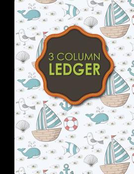 Paperback 3 Column Ledger: Ledger Book, Accounting Ledger Paper, Financial Ledger For Kids, Cute Navy Cover, 8.5 x 11, 100 pages Book