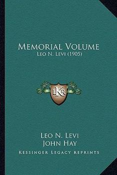 Paperback Memorial Volume: Leo N. Levi (1905) Book