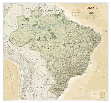 Unbound National Geographic Brazil Wall Map - Executive - Laminated (41 X 38 In) Book