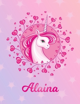 Paperback Alaina: Alaina Magical Unicorn Horse Large Blank Pre-K Primary Draw & Write Storybook Paper - Personalized Letter A Initial Cu Book