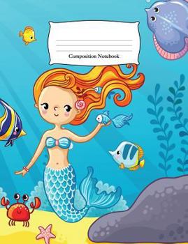 Paperback Composition Notebook: Mermaid Under the Sea Wide Ruled Notebook Book