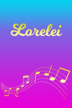 Paperback Lorelei: Sheet Music Note Manuscript Notebook Paper - Pink Blue Gold Personalized Letter L Initial Custom First Name Cover - Mu Book