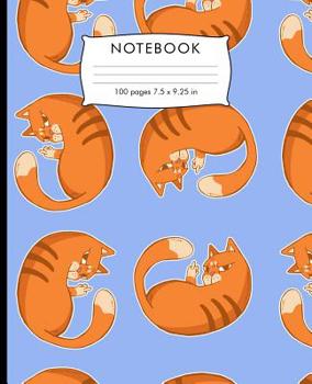 Paperback Notebook: Orange Cat pattern Composition Notebook with Cursive Paper. 100 pages Cursive Paper Book 7.5 x 9.25 inches for practic Book