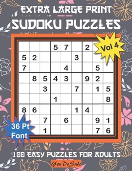 Paperback Extra Large Print Sudoku Puzzles: 100 Easy Puzzles for Adults and Seniors: Pretty Modern Orange and Gray Leaf Design Sudoku Gift For Women (Floral Ser [Large Print] Book