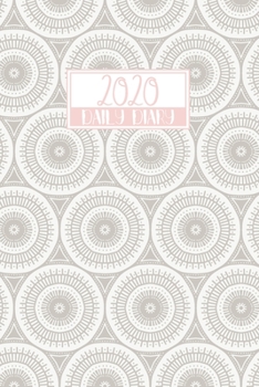 Paperback 2020 Daily Diary: A5 Day on a Page to View Full DO1P Planner Lined Writing Journal - Grey & Pink Doodle Circles Pattern Book