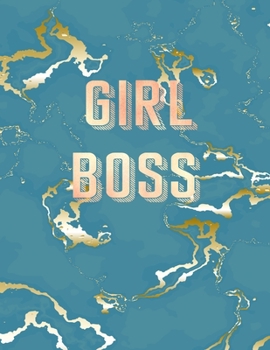 Girl Boss: Inspirational Quote Notebook, Trendy Blue Marble and Rose Gold | 8.5 x 11, 120 College Ruled Pages