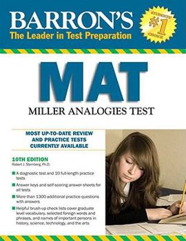 Paperback Barron's MAT: Miller Analogies Test Book