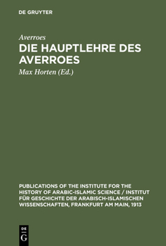 Hardcover Die Hauptlehre des Averroes [German] Book