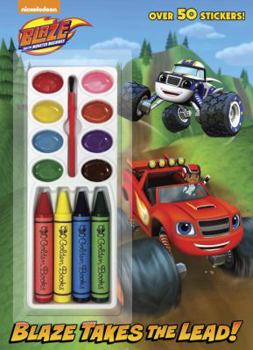 Paperback Blaze Takes the Lead! (Blaze and the Monster Machines) [With Four Chunky Crayons] Book