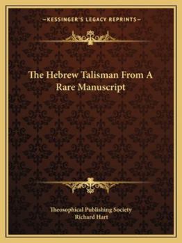 Paperback The Hebrew Talisman From A Rare Manuscript Book