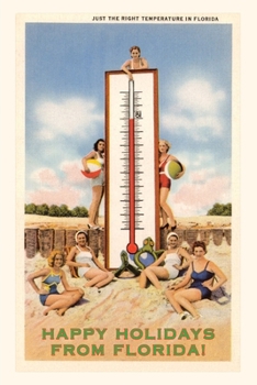 Paperback Vintage Journal Happy Holidays from Florida, Bathing Beauties with Thermometer Book