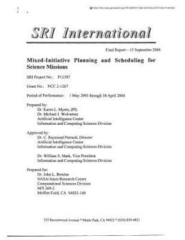 Paperback Mixed-Initiative Planning and Scheduling for Science Missions Book