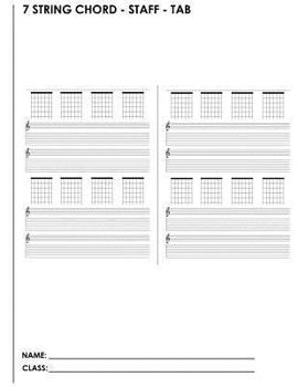 Paperback 7 String Chord - Staff - Tab: A Student Manuscript Notebook From Fusello Publishing Book