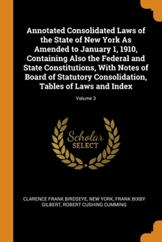 Paperback Annotated Consolidated Laws of the State of New York As Amended to January 1, 1910, Containing Also the Federal and State Constitutions, With Notes of Book