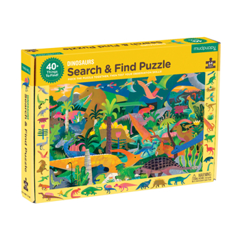 Mudpuppy Dinosaur Search & Find Jigsaw Puzzle, 64 Pieces, Ages 4-7, 23” x 15.5”, Multicolor Dinosaur Illustrations