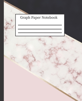 Graph Paper Notebook: 5x5 Grid Paper, Quad Ruled Graphing Composition Book for School College Students: 7.5" x 9.25"  100 Pages, Pretty Navy Pink & Rose Marble