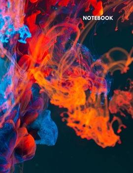 Paperback Notebook: Lined Journal Notebook - Multi Color Smoke Burst - Orange and Blue -120 pages - Large (8.5 x 11 inches) - College Rule Book