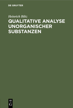 Hardcover Qualitative Analyse Unorganischer Substanzen [German] Book