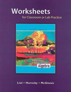 Paperback Beginning Algebra Worksheets for Classroom or Lab Practice Book