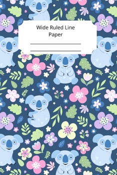 Cute Baby Koala Theme Wide Ruled Line Paper
