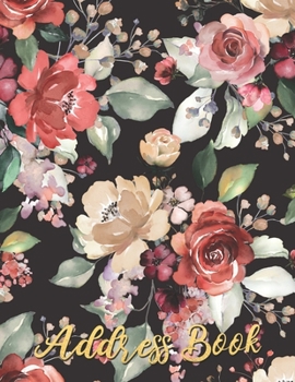 Address Book: Black Watercolor Floral Address Book 8.5 x 11inch Large Alphabetical Contacts Phone Book Organizer