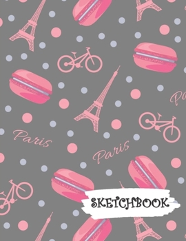 Sketchbook: Bike Paris with Pink Macaroons Fun Framed Drawing Paper Notebook
