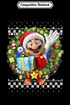 Paperback Composition Notebook: Super Mario 3D Christmas Wreath Present Graphic Journal/Notebook Blank Lined Ruled 6x9 100 Pages Book