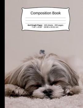 Paperback Dog Composition Notebook, 4x4 Graph Paper: 4x4 Quad Rule Composition Book, Student Exercise Science Math Grid, 200 Pages, 7.44 X 9.69 Book
