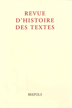 Paperback Revue d'Histoire Des Textes, N.S. 15/2020 [French] Book