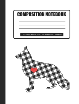 Paperback Composition Notebook: German Shepherd with Farmhouse Pattern 110-page College Ruled Paperback Notebook Book