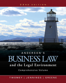 Hardcover Anderson's Business Law and the Legal Environment, Comprehensive Volume Book