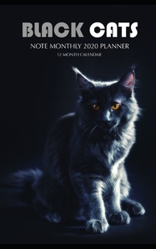 Paperback Black Cats Note Monthly 2020 Planner 12 Month Calendar Book