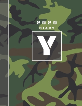 Personalised 2020 Diary Week To View Planner: A4  Letter Y Dark Green And Black Camo Camouflage Organiser And Planner For The Year Ahead, School, Business, Office, Work, University