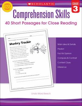 Paperback Comprehension Skills: 40 Short Passages for Close Reading: Grade 3 Book