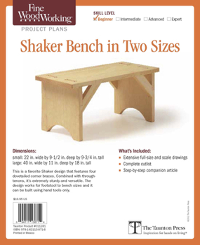 Paperback Fine Woodworking's Shaker Bench in Two Sizes Plan Book