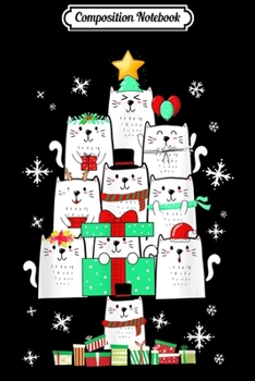Composition Notebook: Funny Cat Christmas Light Meowy Christmas Kitten Xmas tree Journal/Notebook Blank Lined Ruled 6x9 100 Pages