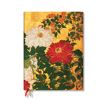 Calendar Paperblanks 2025 Weekly Planner Natsu Rinpa Florals 12-Month Flexis Ultra Vertical Elastic Band 176 Pg 100 GSM Book