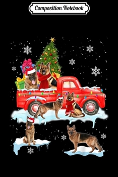 Composition Notebook: Christmas Dog On Red Car German Shepherd Christmas Tree  Journal/Notebook Blank Lined Ruled 6x9 100 Pages