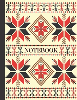 Paperback Notebook: Ruled pages - 8.5 x 11 inches - 100 pages - My Fallahi Cross Stitch Embroidery Pattern (BLACK & CREAM) Book
