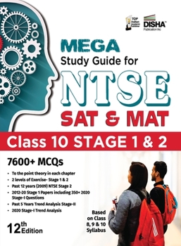 Paperback MEGA Study Guide for NTSE 2021 (SAT & MAT) Class 10 Stage 1 & 2 - 12th Edition Book