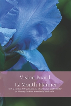 Paperback Vision Board 12 Month Planner, 12 Month 2020 Calendar, 5 Year 2020-2024 Calendar for Mapping Out What You're Really Meant to DoCreate Simple Abundance Book